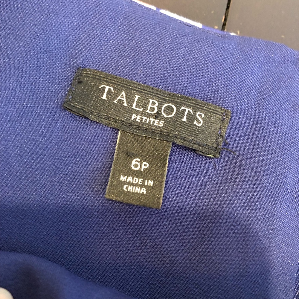 Talbots white pink blue floral ombre short sleeve sheath dress size 6 Petite 6P - Picture 8 of 16